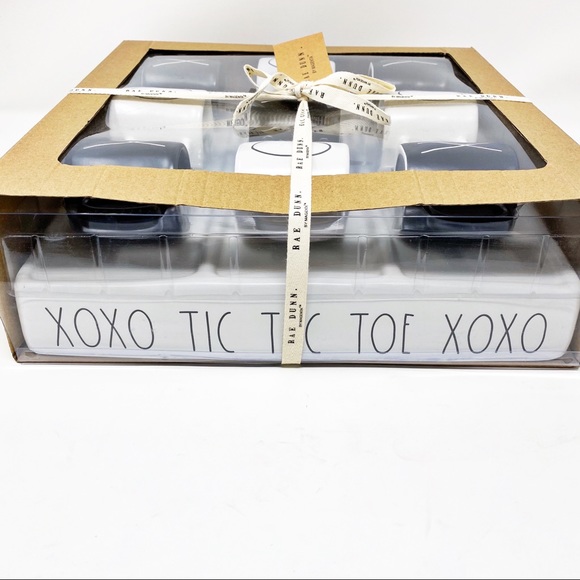 NWT Rae Dunn Tic Tac Toe Ceramic Cup Game Set - Picture 2 of 5